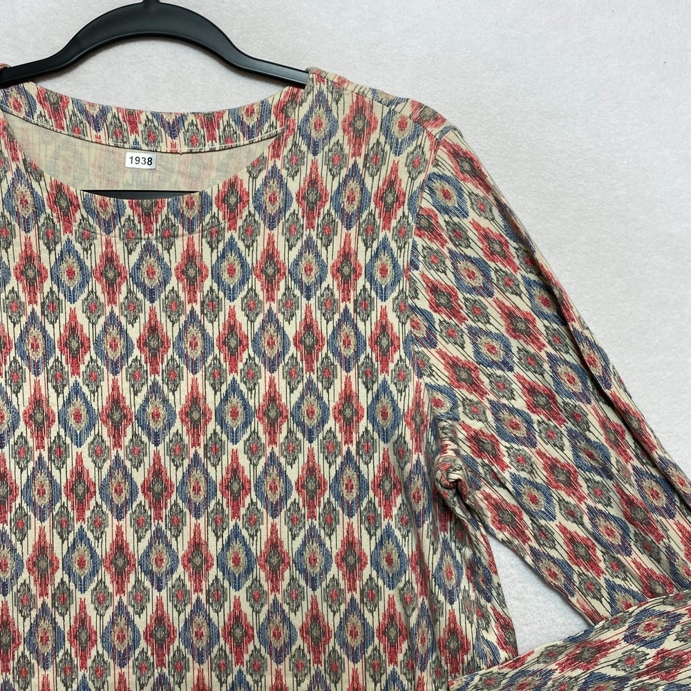 J. Jill Top Womens Medium Multicolor Long Sleeve Supima Tunic Geometric - Picture 3 of 10